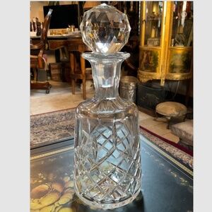 Hand Cut Crystal Whisky Decanter with Multifaceted Stopper Heavy 3 lbs